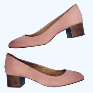 Madewell ella pink low suede block heels
